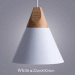 Suspension Led Cône Bois Aluminium Blanc - 22Cm / Luminaire Chambre