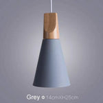 Suspension Led Cône Bois Aluminium Gris - 14Cm / Blanc Luminaire Chambre