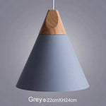 Suspension Led Cône Bois Aluminium Gris - 22Cm / Blanc Luminaire Chambre
