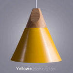 Suspension Led Cône Bois Aluminium Jaune - 25Cm / Blanc Luminaire Chambre