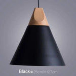 Suspension Led Cône Bois Aluminium Noir - 25Cm / Blanc Luminaire Chambre