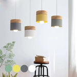 Suspension Led Cylindre Métal Bois Design Luminaire Chambre