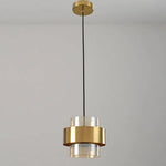 Suspension Led Cylindre Verre Métal Doré Luminaire Doré