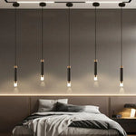 Suspension Led Cylindrique Métal Et Verre Luminaire Chambre
