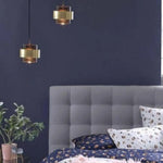 Suspension Led Dorée Cylindrique Et Verre Luminaire Chambre