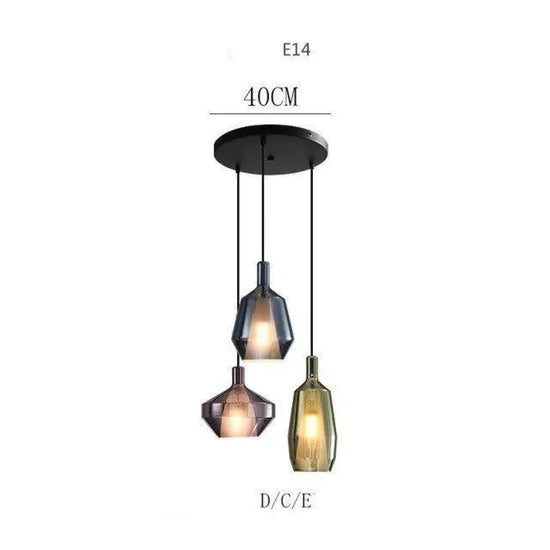Suspension Led En Verre Coloré 3 Lampes / 40Cm Luminaire Chambre