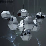 Suspension Led Géométrique En Verre Diamond Luminaire Doré