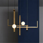 Suspension Led Géométrique Finition Cuivre Luminaire Chambre
