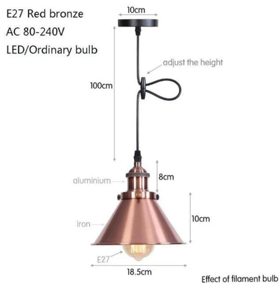 Suspension Led Industrielle Métal Coloré Bronze / B Luminaire Chambre