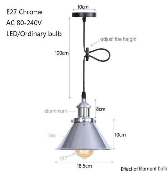 Suspension Led Industrielle Métal Coloré Chromé / A Luminaire Chambre