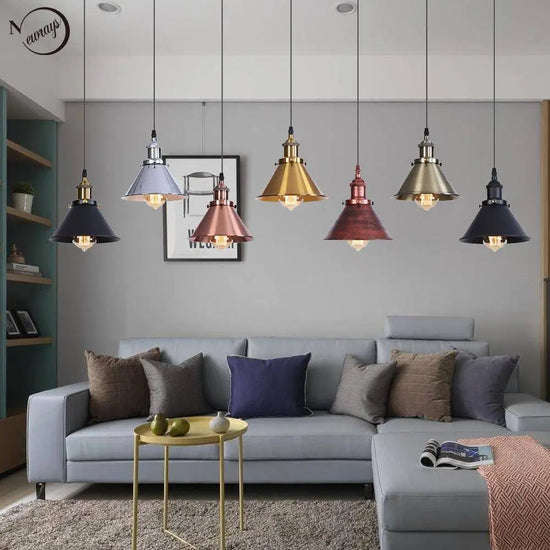 Suspension Led Industrielle Métal Coloré Luminaire Chambre