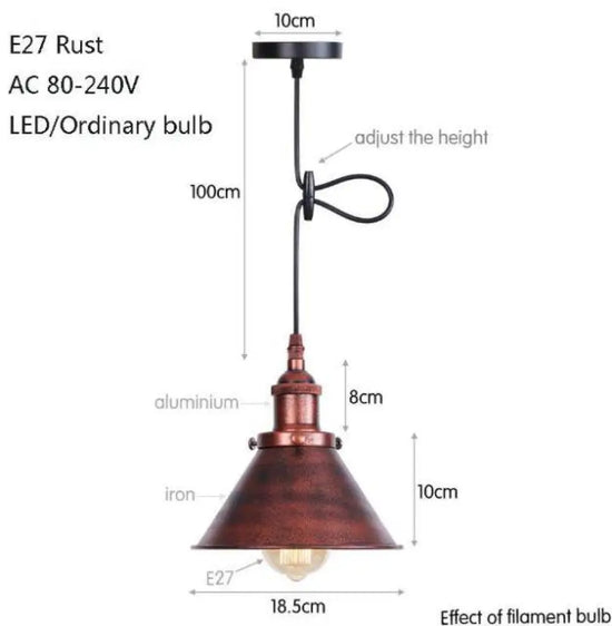 Suspension Led Industrielle Métal Coloré Rouille / A Luminaire Chambre