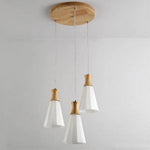 Suspension Led Japonaise En Bois Cônique 3 / Rond Froide Luminaire Chambre