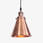 Suspension Led Métal Conique Loft Cuivré Luminaire Chambre