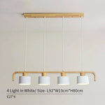 Suspension Led Moderne Bois Coloré Blanc - 4 Lampes Luminaire Chambre