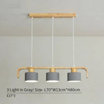 Suspension Led Moderne Bois Coloré Gris - 3 Lampes Luminaire Chambre