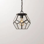 Suspension Led Rétro En Verre Pentagonal Noir Luminaire Chambre