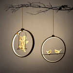 Suspension Led Ronde Avec Oiseau Luminaire Chambre