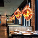 Suspension Led Verre Coloré Déformé Luminaire Doré