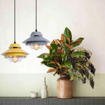 Suspension Led Vintage Métal Et Verre Coloré Luminaire Chambre