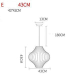 Suspension Papier Style Japonais Moderne E - 43Cm Luminaire Chambre