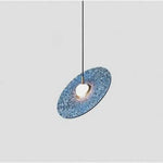 Suspension Terrazzo Satellite Design Disque Bleu Luminaire Chambre