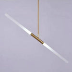 Suspension Tube Doré Chic 2 Lampes Luminaire Chambre
