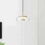 Suspension Verre Fumé Tige Dorée Amber Luminaire Chambre