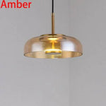 Suspension Verre Fumé Tige Dorée Amber Luminaire Chambre