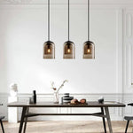 Suspension Verre Fumé Tube Arrondi Luminaire Chambre