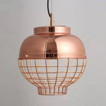 Suspension Vintage Cage Cuivre Chromé Luminaire Chambre
