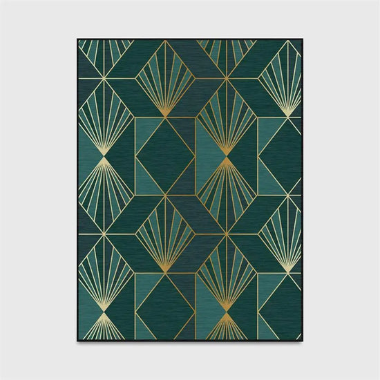 Tapis Géométrique Vintage Luxe Rectangulaire Luminaire Doré