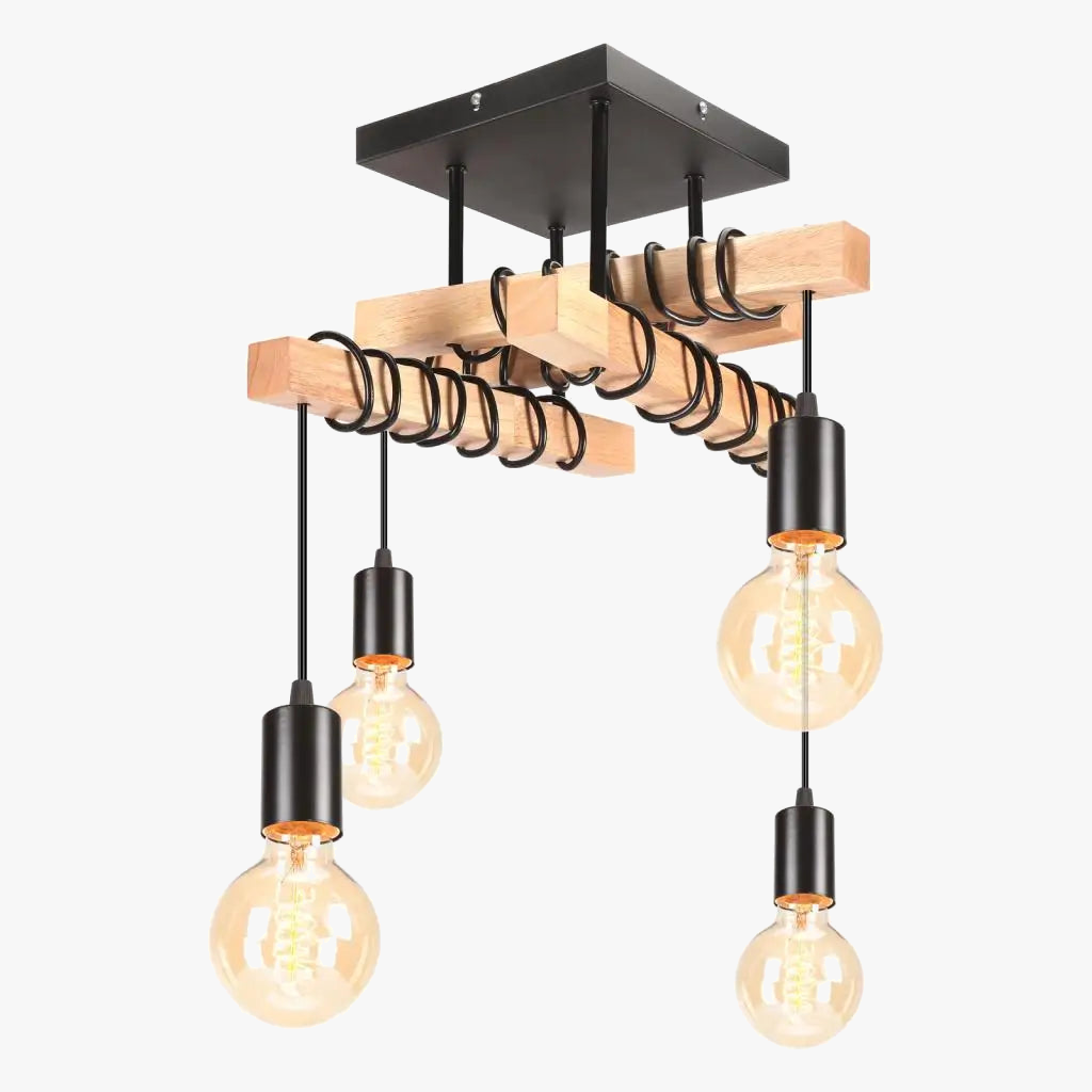 Lampadario a sospensione legno industriale vintage elegante